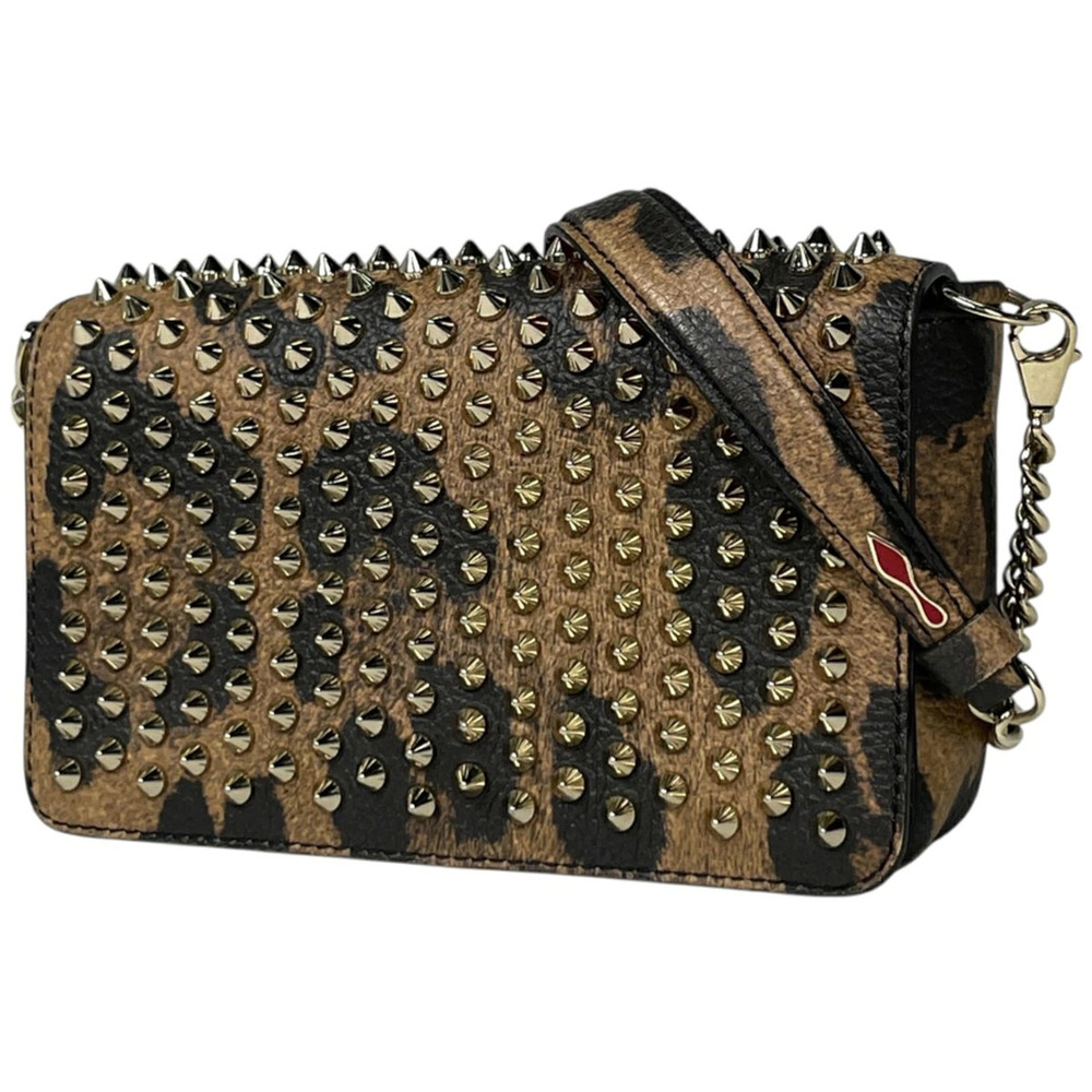 Christian Louboutin shoulder bag leopard leather brown black